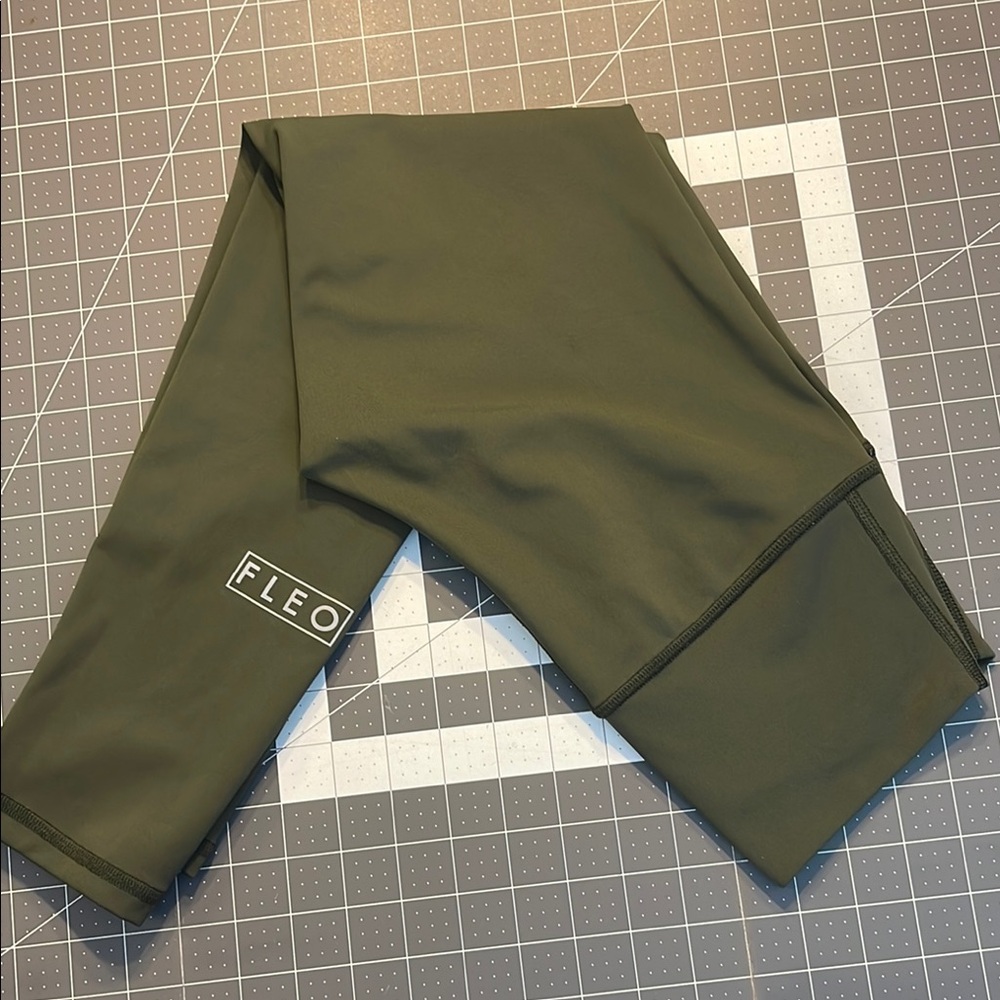 Fleo Olive Green Leggings with Smooth Stretchy Texture